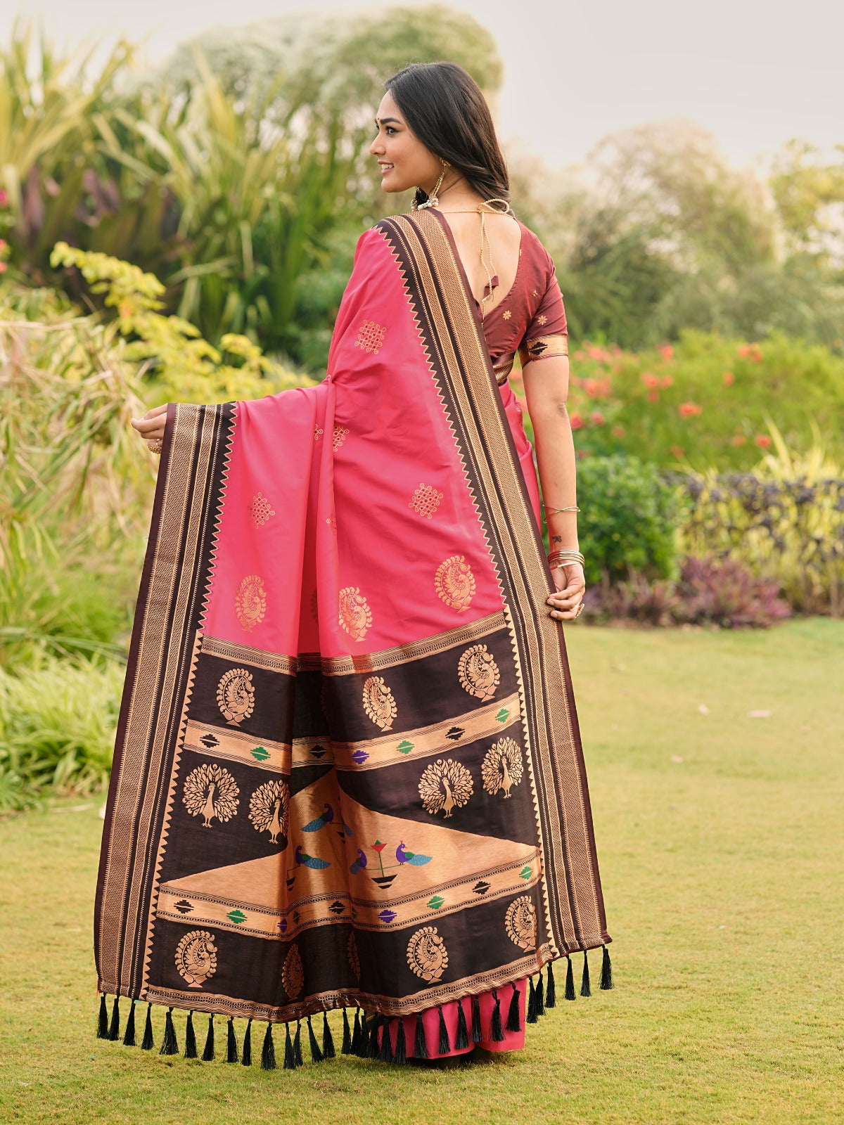 Gulabi Grace Silk Saree with Royal Zari Border