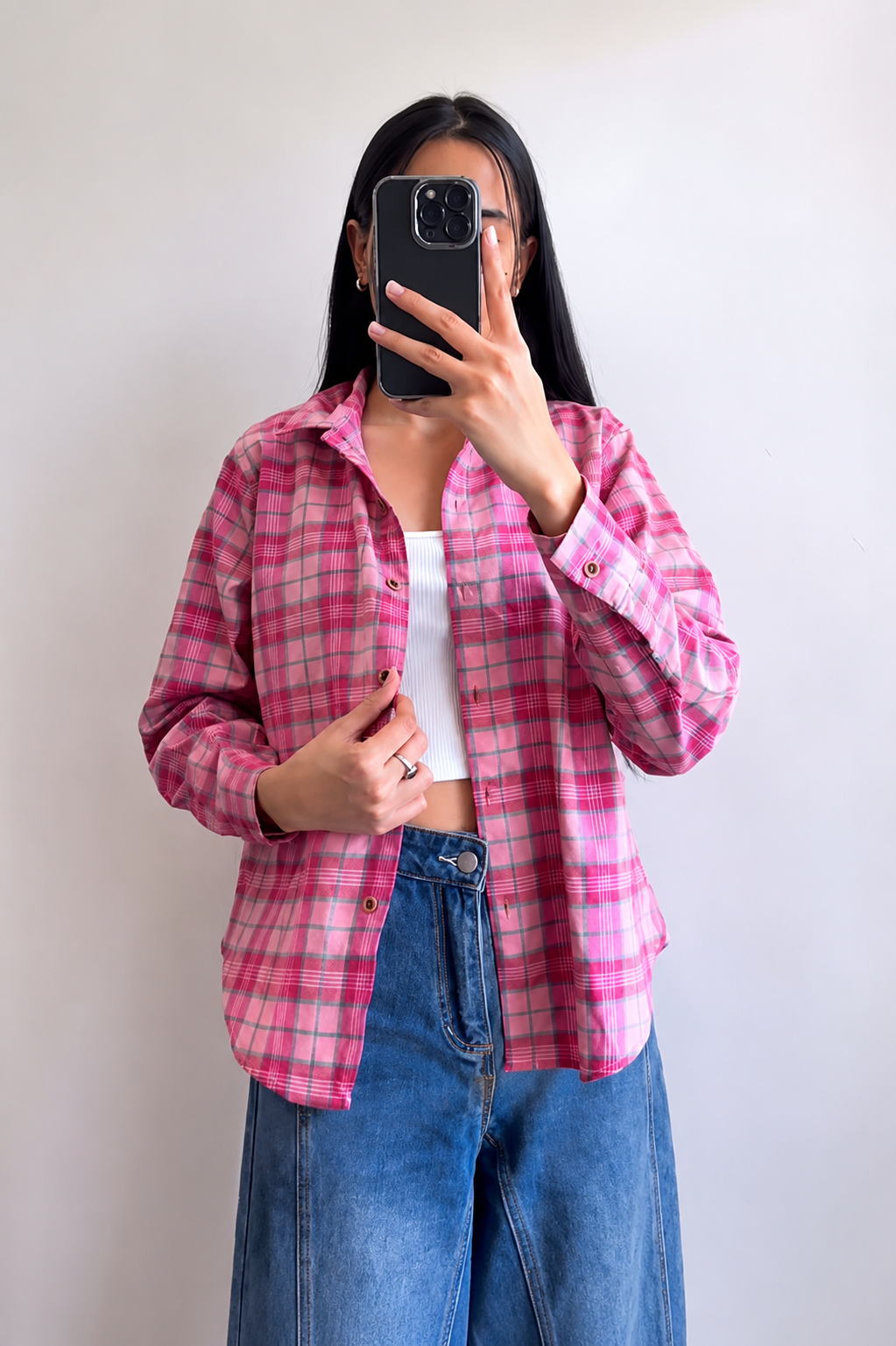 Denim-on-Denim Casual Shirt & Wide-Leg Pant Set