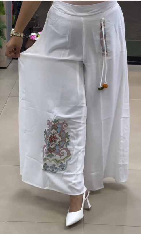 Elegant Black Embroidered Palazzo Pants | Stylish Ethnic & Casual Wear