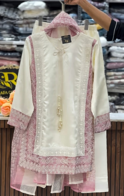Embroidered Lace & Silk Co-ord Set