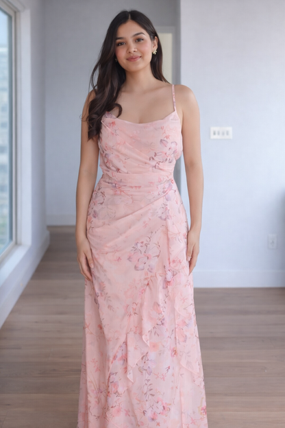 Elegant Floral One-Shoulder Maxi Dress