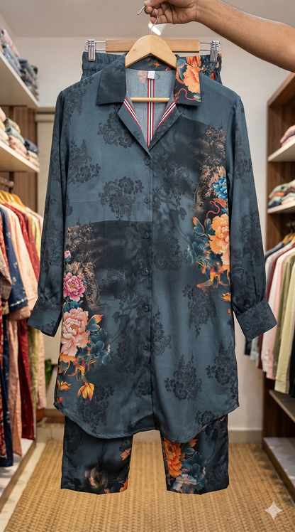 Elegant Floral Printed Shirt & Pant Co-Ord Set | Stylish Casual & Party Wear Outfit