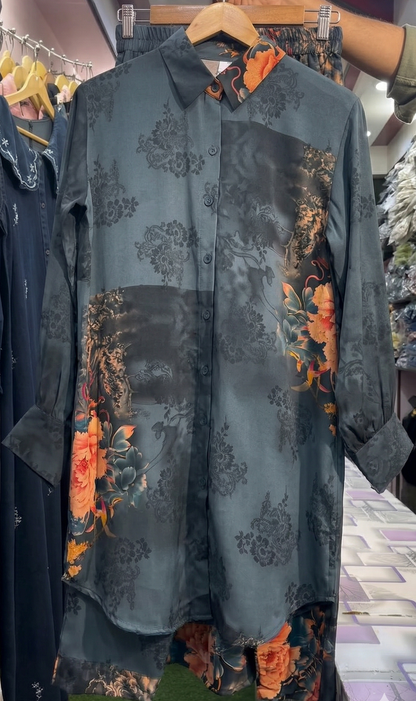 Elegant Floral Printed Shirt & Pant Co-Ord Set | Stylish Casual & Party Wear Outfit
