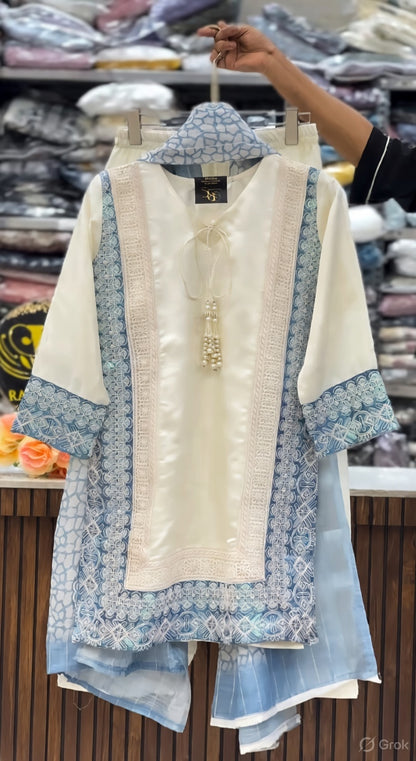 Embroidered Lace & Silk Co-ord Set