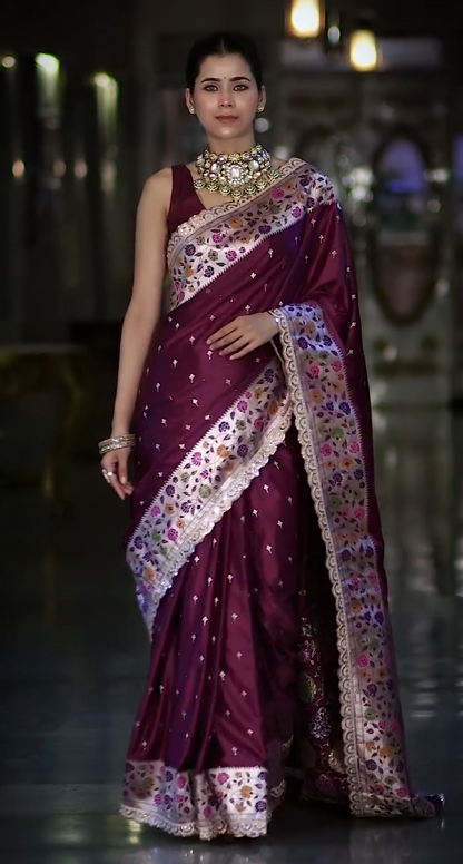 Festive Glam: Floral Paithani Border Saree Look ✨