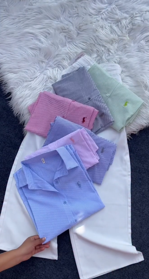 3-Piece Striped Shirt & White Trouser Set