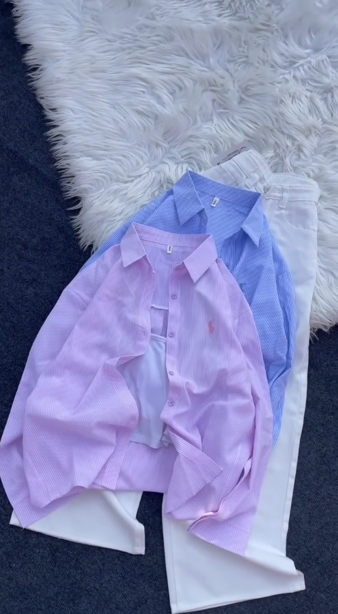 3-Piece Striped Shirt & White Trouser Set