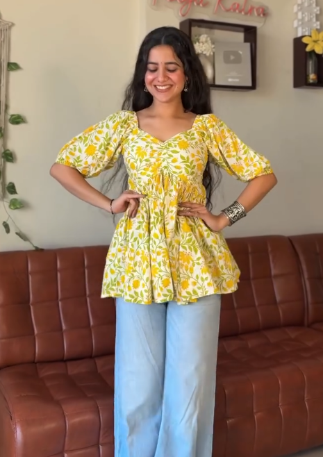 Sage Green Paisley Peplum Tunic with Shell Detailing