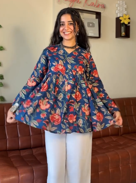 Sage Green Paisley Peplum Tunic with Shell Detailing