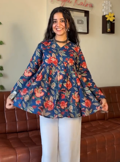 Sage Green Paisley Peplum Tunic with Shell Detailing
