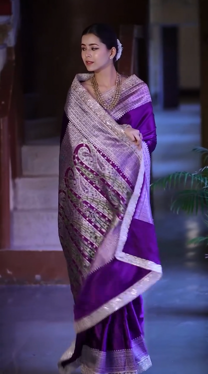 Grace in Every Fold 💜 | Royal Purple Banarasi Saree