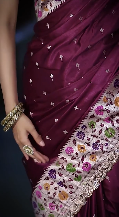 Festive Glam: Floral Paithani Border Saree Look ✨