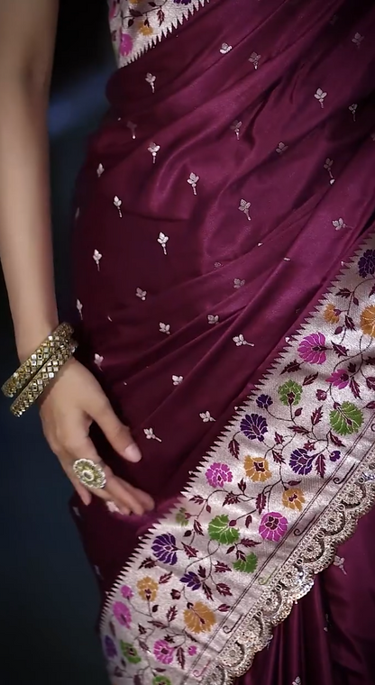 Festive Glam: Floral Paithani Border Saree Look ✨