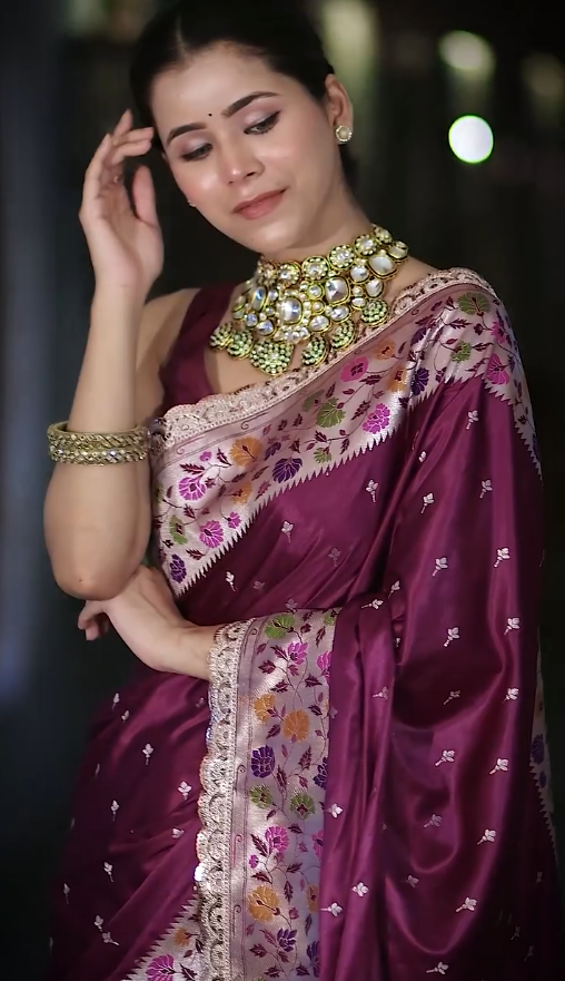 Festive Glam: Floral Paithani Border Saree Look ✨