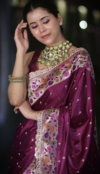 Festive Glam: Floral Paithani Border Saree Look ✨
