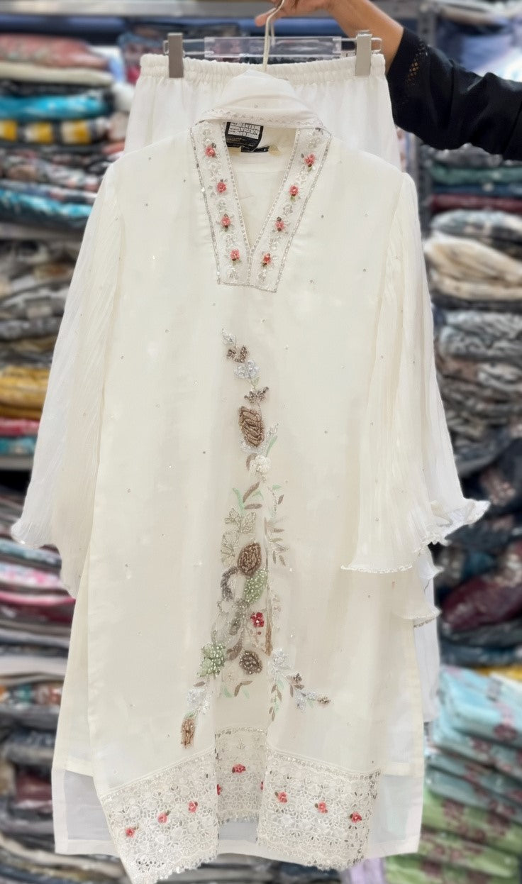 Ivory Embroidered Kurta Set