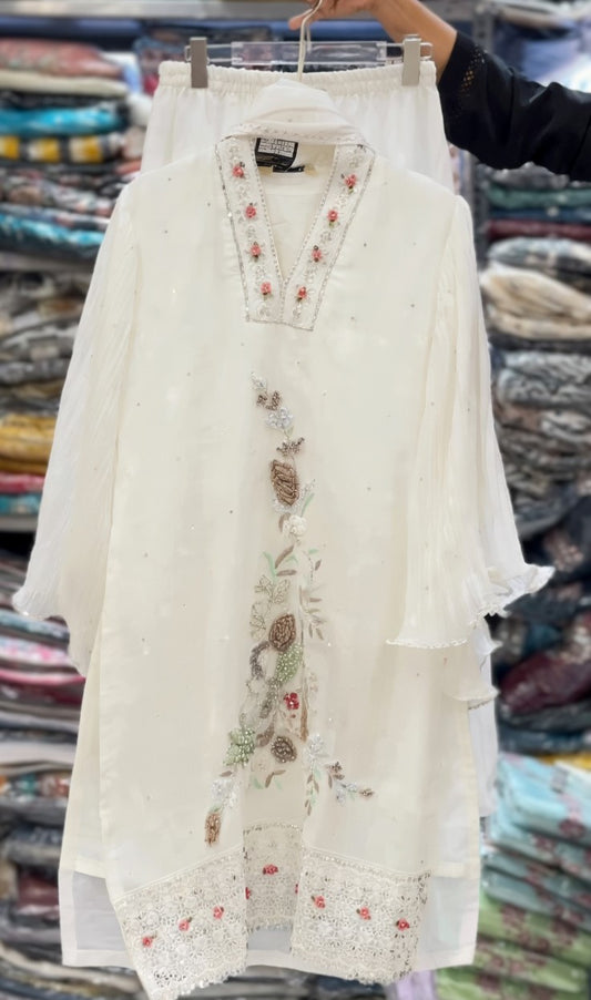 Ivory Embroidered Kurta Set
